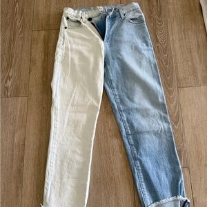 Alice + Olivia Blue and Cream Jeans